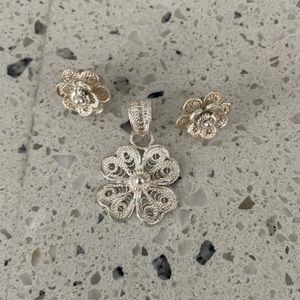 Sterling Silver Charm & Earring set